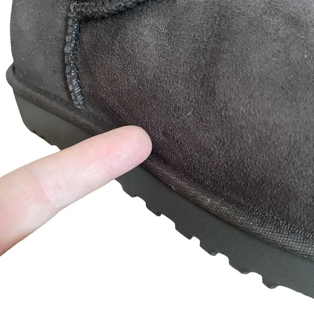 UGG Boots Bailey Bow Corduroy Chocolate Brown Womens Sz 5 Suede Leather Mid Calf
